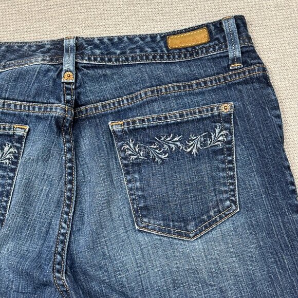 Eddie Bauer Womens Blue Denim Bootcut Jeans Embroidered Natural Fit Size 12R - Picture 6 of 15